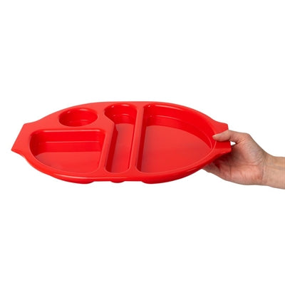 Olympia Kristallon PP Oval Compartment Food Tray Red 375mm (10 pack) - U037