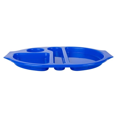 Olympia Kristallon PP Oval Compartment Food Tray Blue 375mm (10 pack) - U038