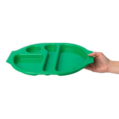 Olympia Kristallon PP Oval Compartment Food Tray Green 375mm (10 pack) - U040