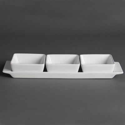 Olympia Whiteware Snack Dishes with Plates 3 Section (2 Pack) - U816