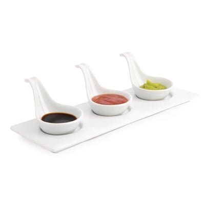 Olympia Whiteware Miniature Spoon Shape Dipping Bowls 60x95x55mm (12 Pack) - DK801