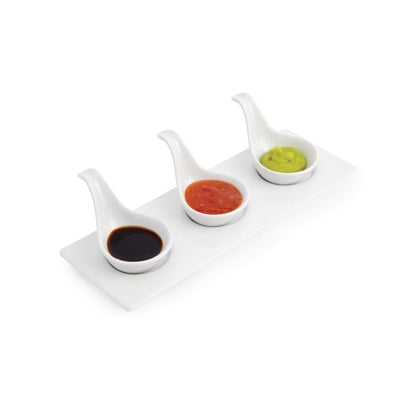 Olympia Whiteware Miniature Spoon Shape Dipping Bowls 60x95x55mm (12 Pack) - DK801