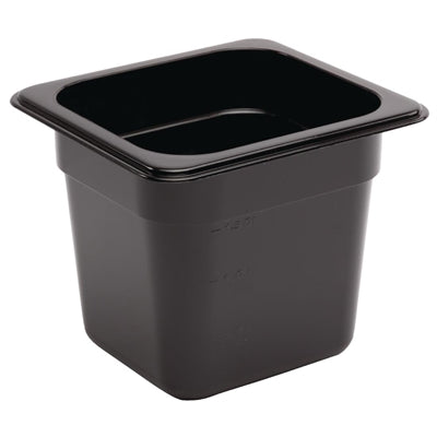Vogue Polycarbonate 1/6 Gastronorm Container 150mm Black - U471
