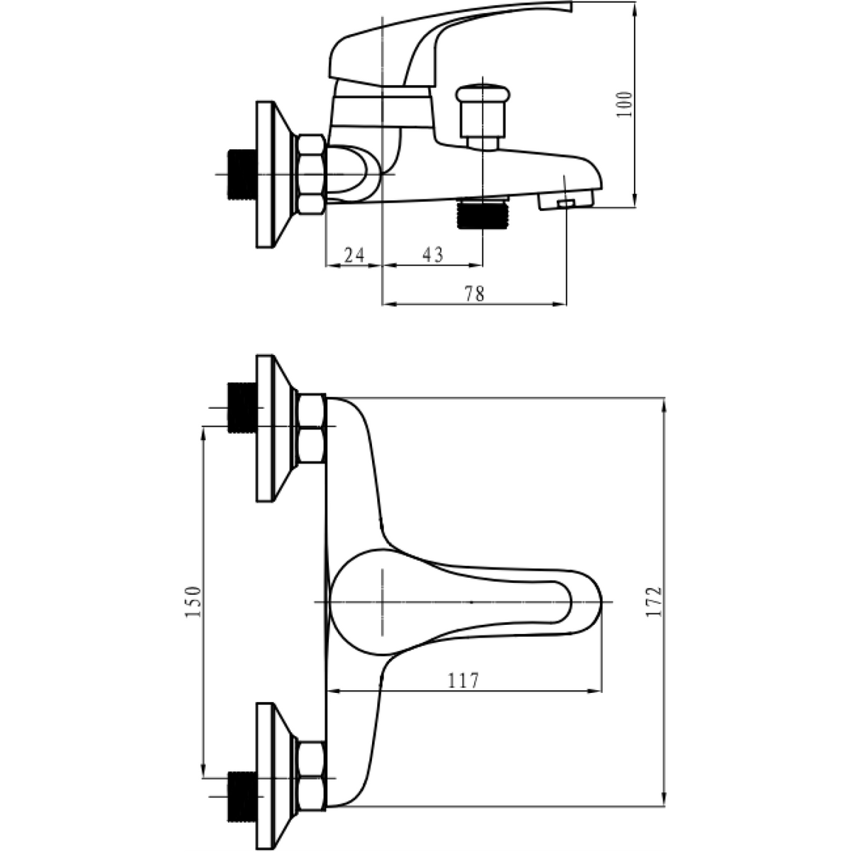 Wall Mounted Mixer Tap Single Lever Chrome - 30128000