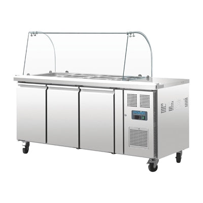 Polar U-Series Triple Door Refrigerated Gastronorm Saladette Counter - CT394
