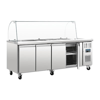 Polar U-Series Four Door Refrigerated Gastronorm Saladette Counter - CT395