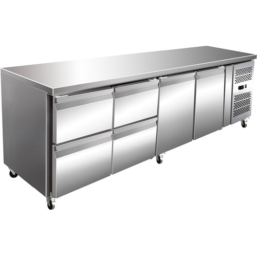 Commercial Refrigerated Counter 2 doors 4 drawers Depth 700mm - THP4140TN