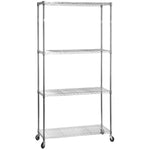 Commercial Shelving Unit 4 Tier with Wheels 1000kg Width 1200mm Depth 450mm Chrome Wire - AMJ488