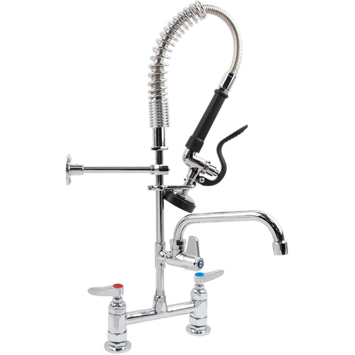 6-Inch Mini Dual Temperature Pre-Rinse Faucet with Spray Valve and 8" Swing Faucet Deck Mount Chrome Plated Brass - 5809A08
