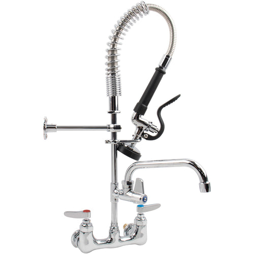 6-Inch Mini Dual Temperature Pre-Rinse Faucet with Spray Valve and 8" Swing Faucet Wall Mount Chrome Plated Brass - 5810A08