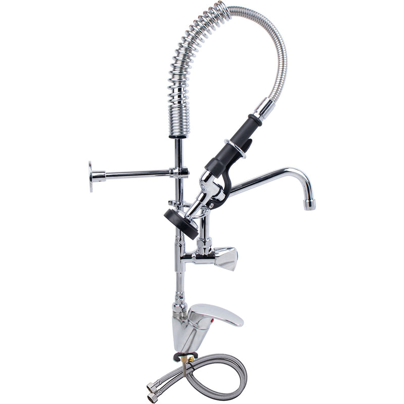 Mini Single Hole Deck Mount Dual Temperature High-Pressure Pre-Rinse Faucet with 8" Swing Nozzle Chrome Plated Brass - 6801A08