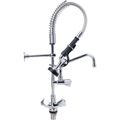Single Hole Deck Mount Dual Temperature High-Pressure Pre-Rinse Faucet with 8" Swing Nozzle Chrome Plated Brass - 6802A08
