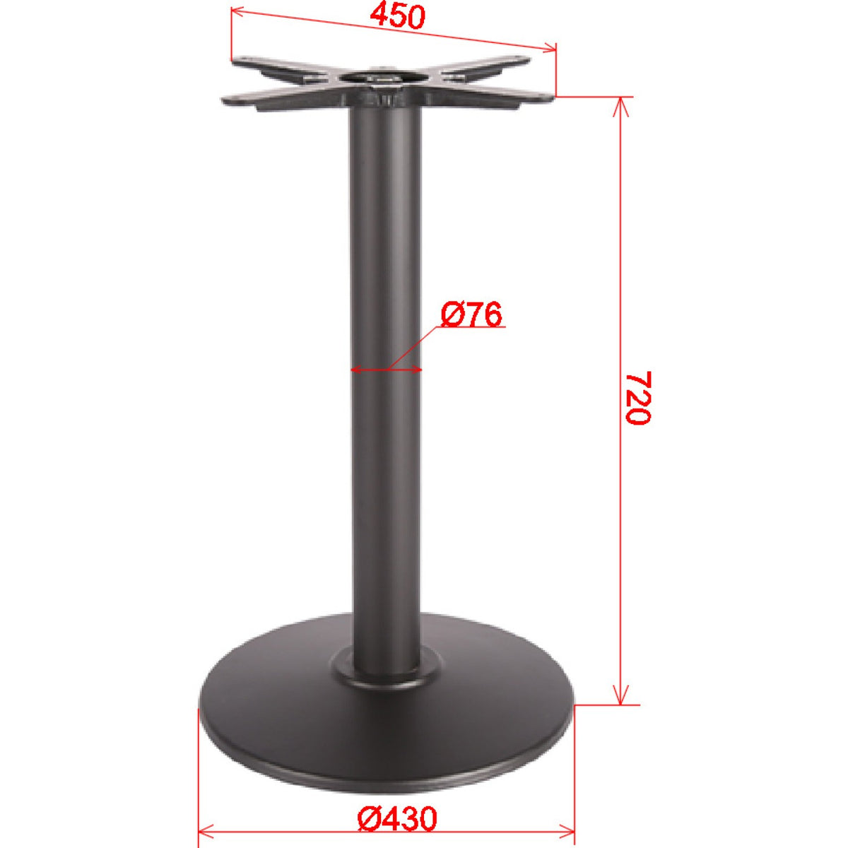 Black Cast Iron Table base Round Ø430mm Standard height - A001A