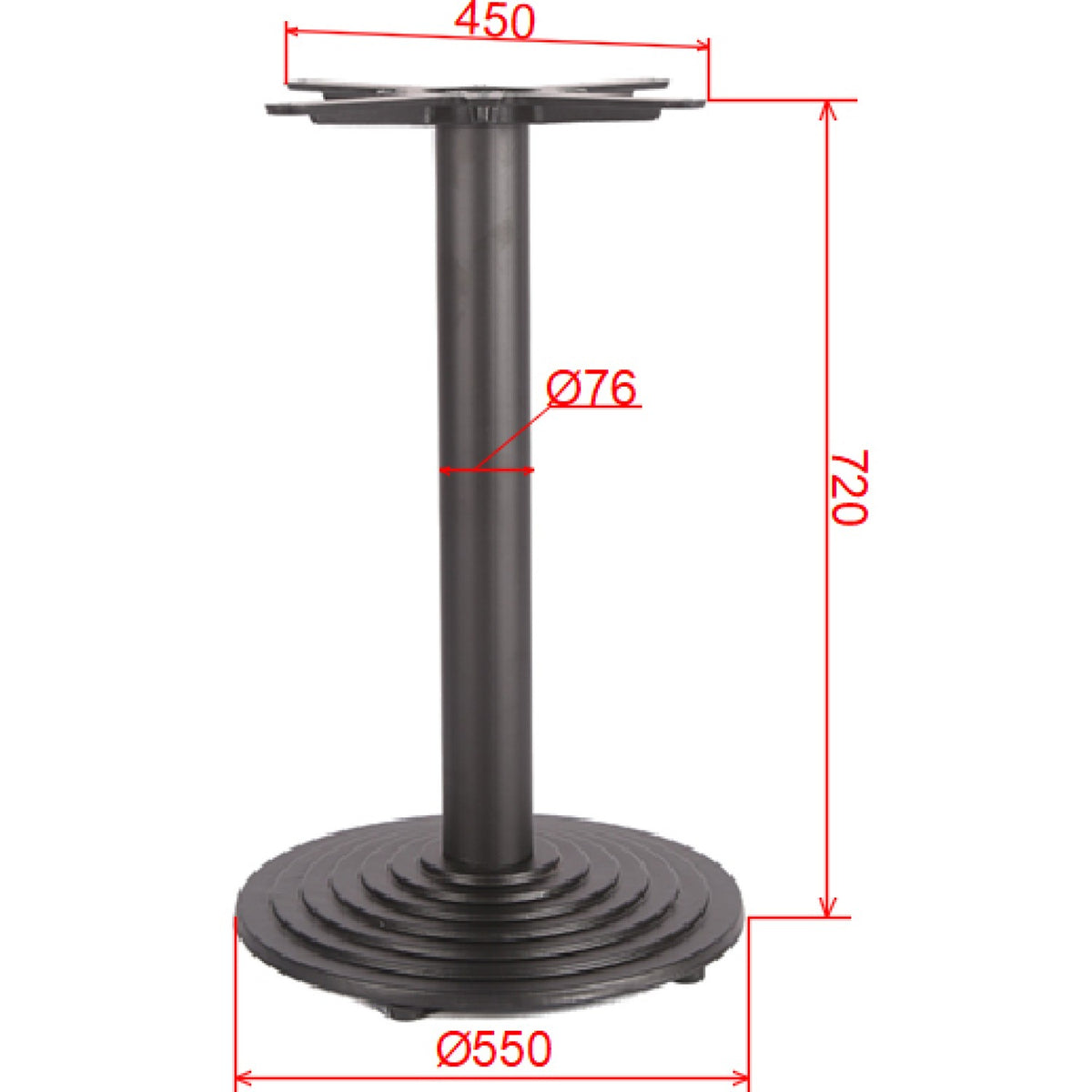 Black Cast Iron Table Base Round Ø550x720mm - A006B