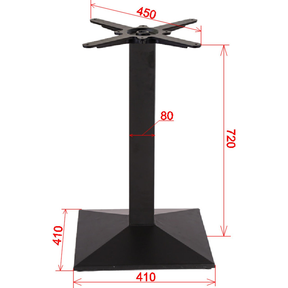 Black Cast Iron Table base Square 410mm Standard height - A038A