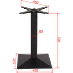Black Cast Iron Table Base Square 430x430x720mm - A038C