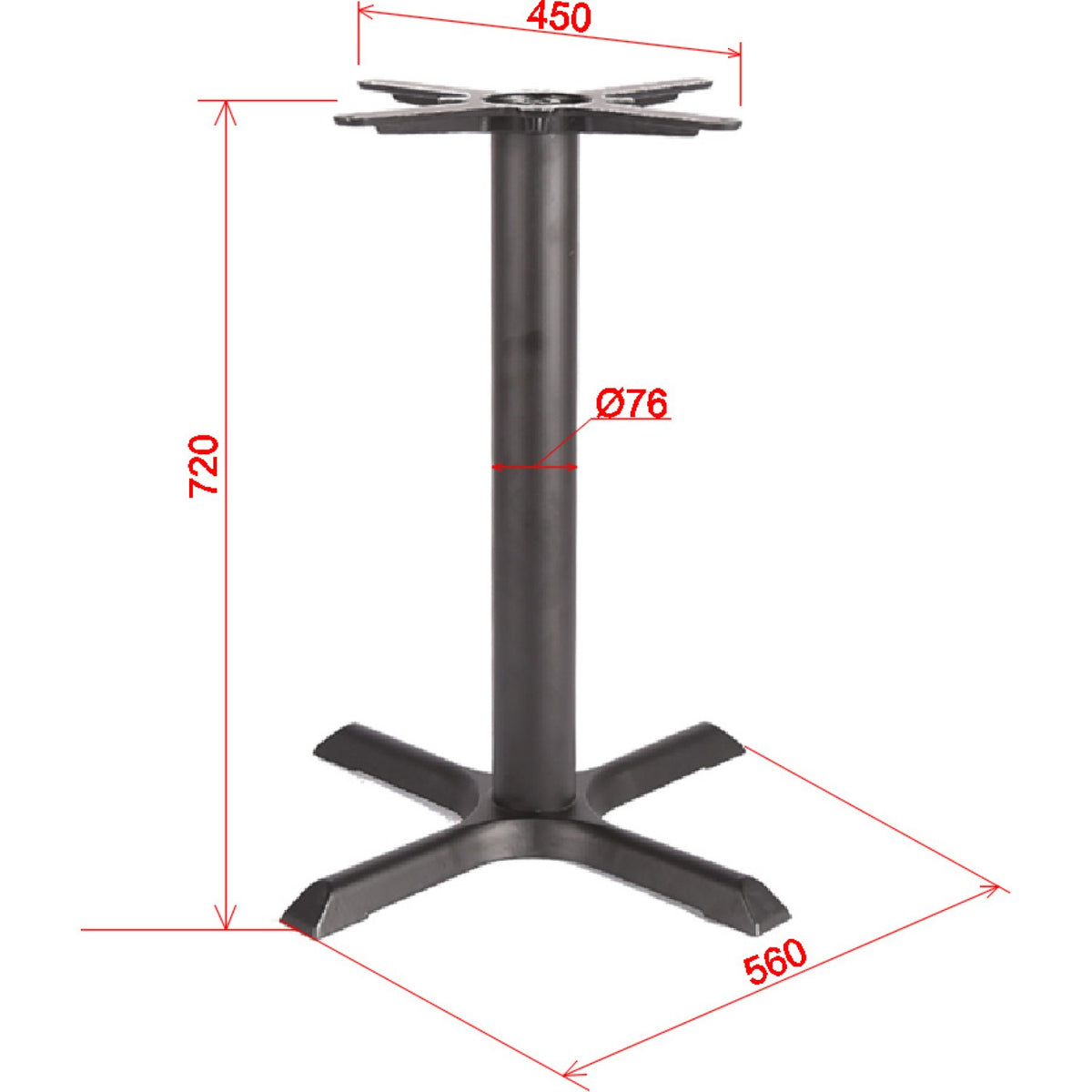 Black Cast Iron Table base 560mm Standard height - A053A