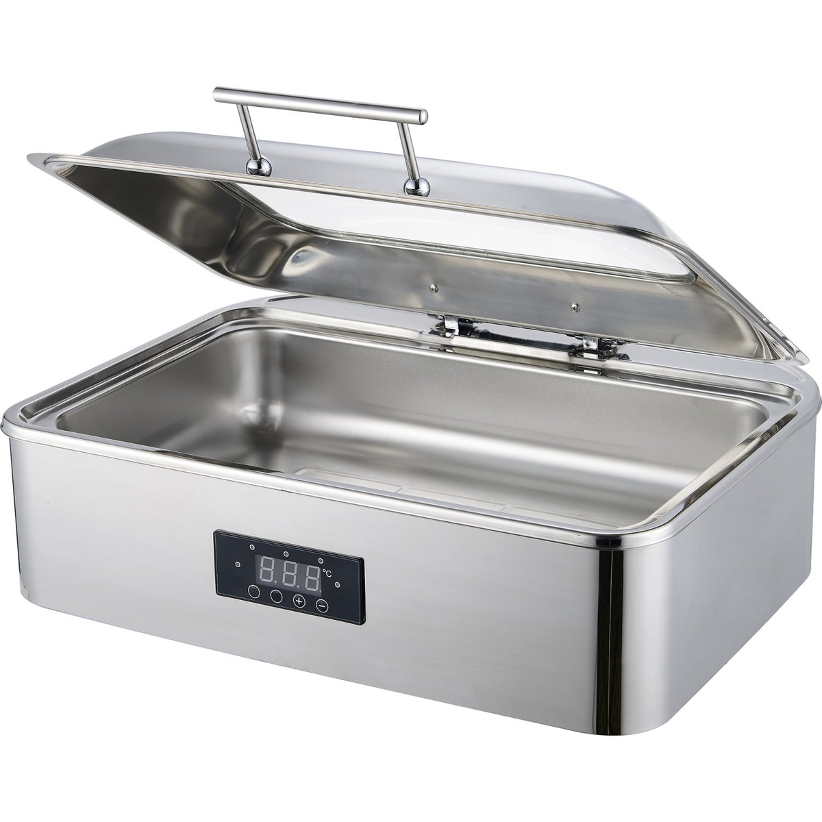Chafing Dish Electric heating Glass lid Stainless steel 9 litres - ACFD9L01