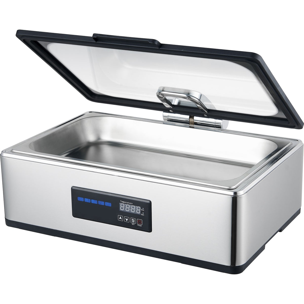 Chafing Dish Electric heating Glass lid Stainless steel 9 litres - ACFD9L02