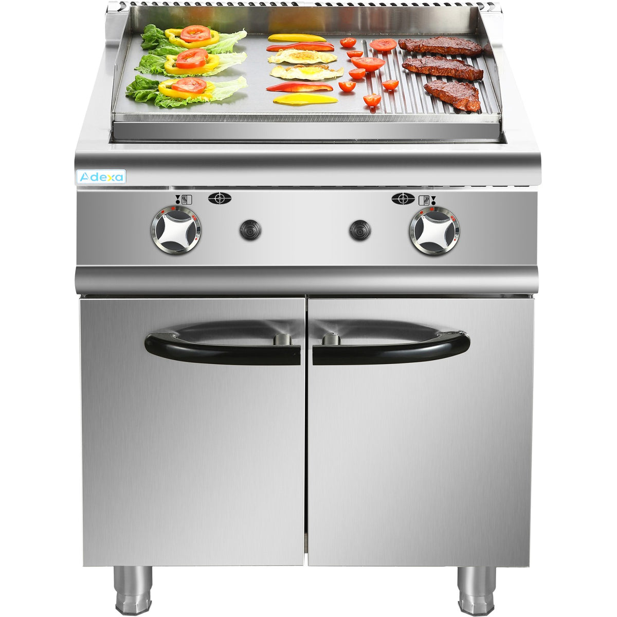 Professional Gas Griddle with Cabinet Base 9.2kW Smooth/Ribbed 700mm Depth - ADX706