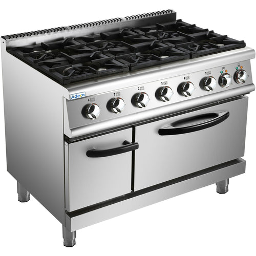 Professional Gas range 6 burners 45kW Electric Oven 5.8kW 700mm Depth - ADX776A