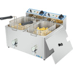 Commercial Electric Deep Fryer Countertop Double Tank 2x10 Litres 530x490x360mm - AFR008