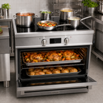 Commercial Stainless Steel Induction Range Cooker with 5 Zone Hob, 120L Oven, Air Fry & Rotisserie 895 x 620 x 884–914mm - ALTAY700