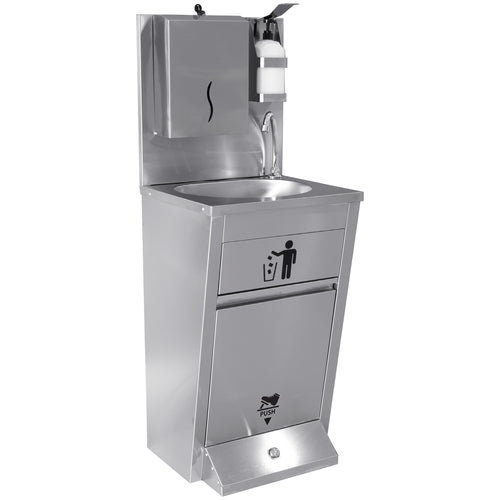 Handwash Station with Waste basket & Napkin dispenser & Soap dispenser holder Foot operated Stainless steel Height 1350mm - AYK002