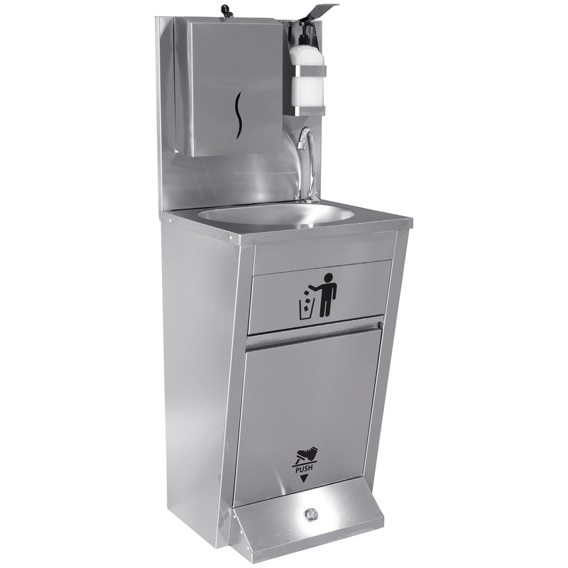Handwash Station with Waste basket & Napkin dispenser & Soap dispenser holder Foot operated Stainless steel Height 1350mm - AYK002