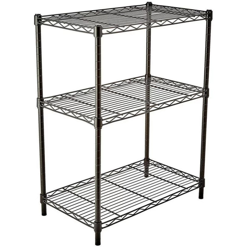 Light Duty Shelving Unit Mini 3 Tier Rack 270kg Width 600mm Depth 350mm Height 900mm Black Wire - AZON202