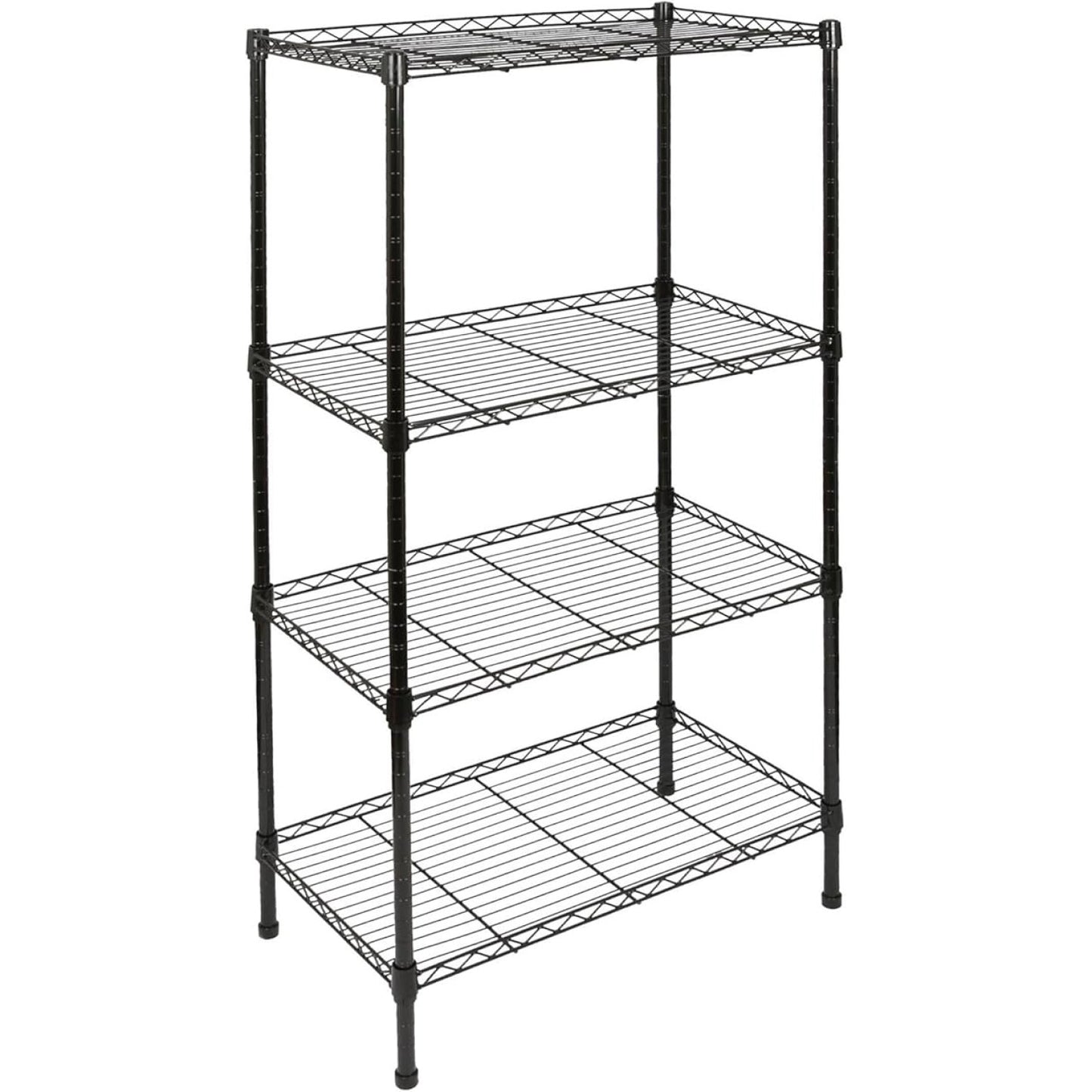 Light Duty Shelving Unit Mini 4 Tier Rack 360kg Width 600mm Depth 350mm Height 1200mm Black Wire