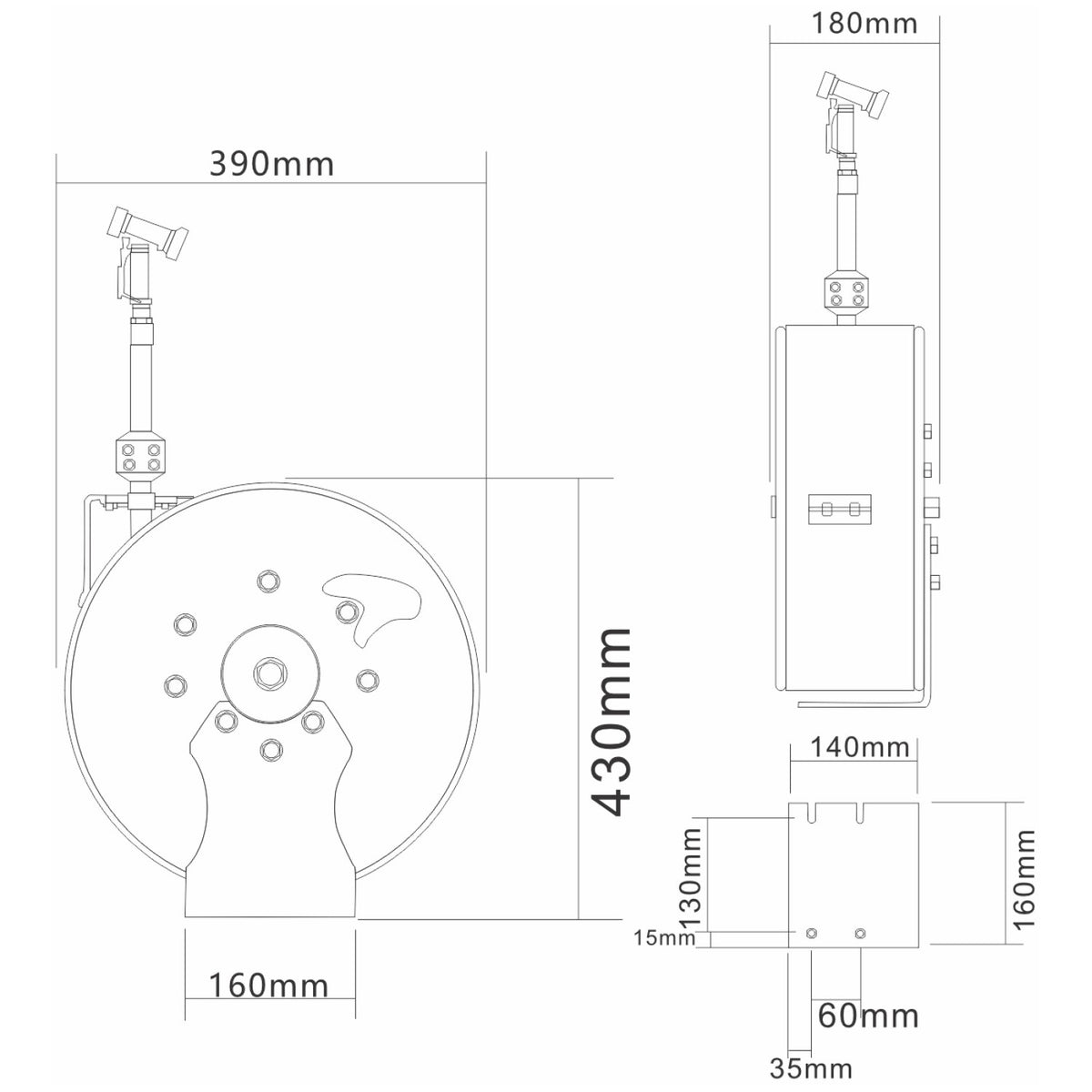 10m Stainless Steel Hose Reel Swing Bracket Automatic Rewind Silver and Blue - B71050110M