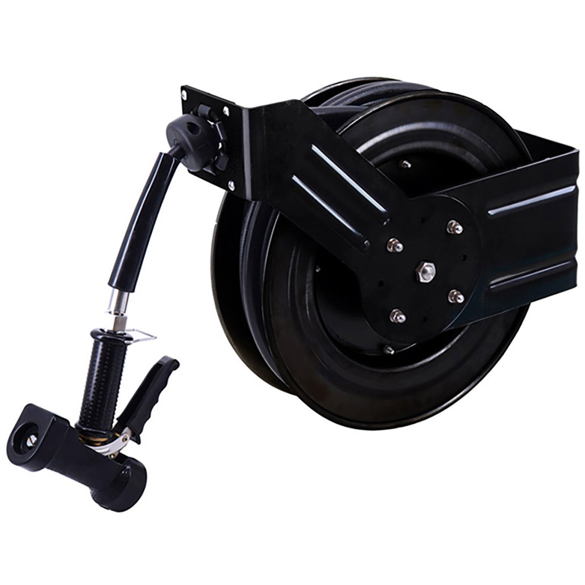 20M Epoxy-Coated Steel Hose Reel Swing Bracket Automatic Rewind Black - B71100120M