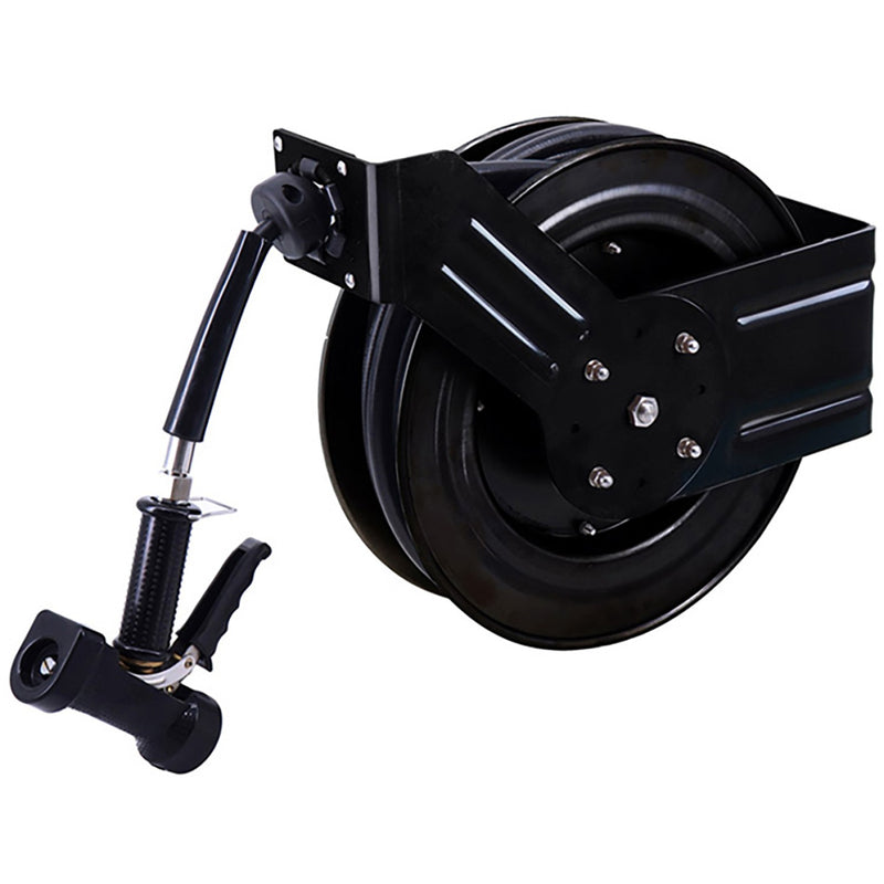 20M Epoxy-Coated Steel Hose Reel Swing Bracket Automatic Rewind Black - B71100120M