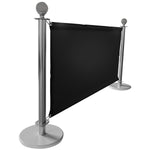 Commercial Queue Barrier Set with 2 Silver Ball Top Posts and Black Canvas Panel - BBP02ACB
