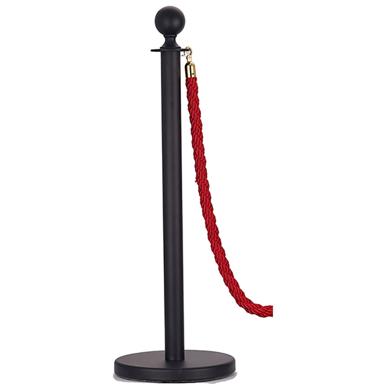 Commercial Black Queue Barrier Post 1000mm Ball Top Stanchion - BBP02A