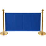 Commercial Queue Barrier Set with 2 Gold Ball Top Posts & Navy Blue Fabric Panel 1430mm - BBP02CCB