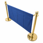 Commercial Queue Barrier Set with 2 Gold Ball Top Posts & Navy Blue Fabric Panel 1430mm - BBP02CCB