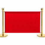 Commercial Queue Barrier Set with 2 Gold Ball Top Posts & Red Fabric Panel 1430mm - BBP02CCR