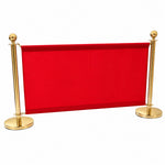 Commercial Queue Barrier Set with 2 Gold Ball Top Posts & Red Fabric Panel 1430mm - BBP02CCR
