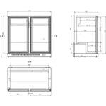 Back bar cooler 2 hinged doors 220 litres Black, height 850mm - BC02PP85