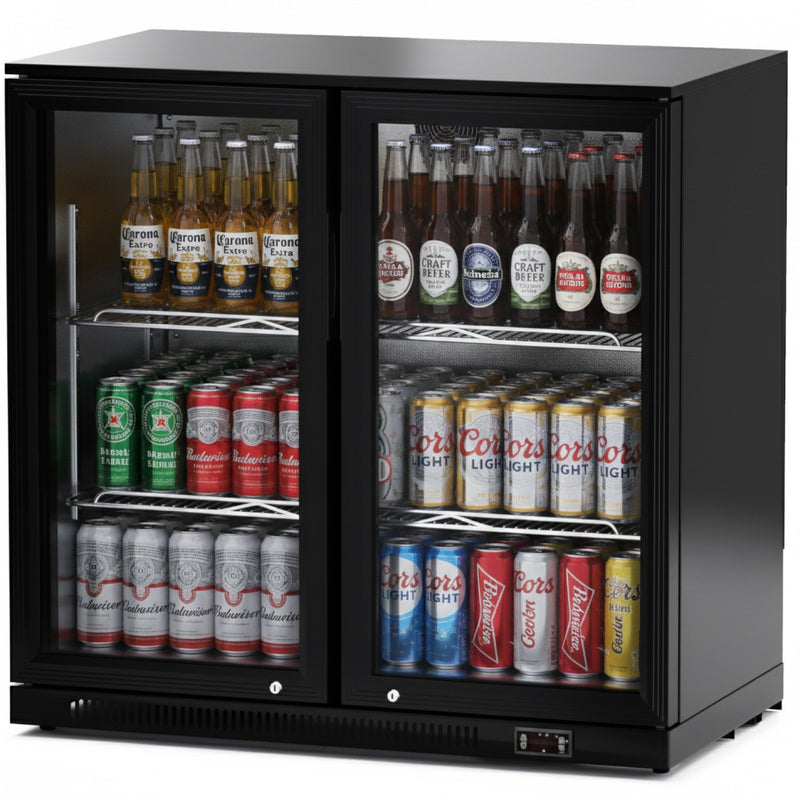Back bar cooler 2 hinged doors 220 litres Black - BC02PP