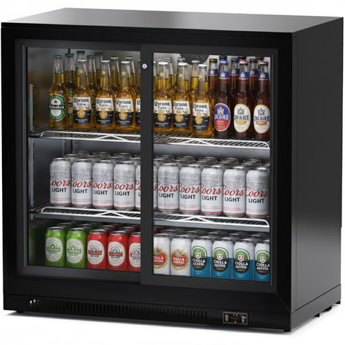 Back bar cooler 2 sliding doors 220 litres Black - BC02PS