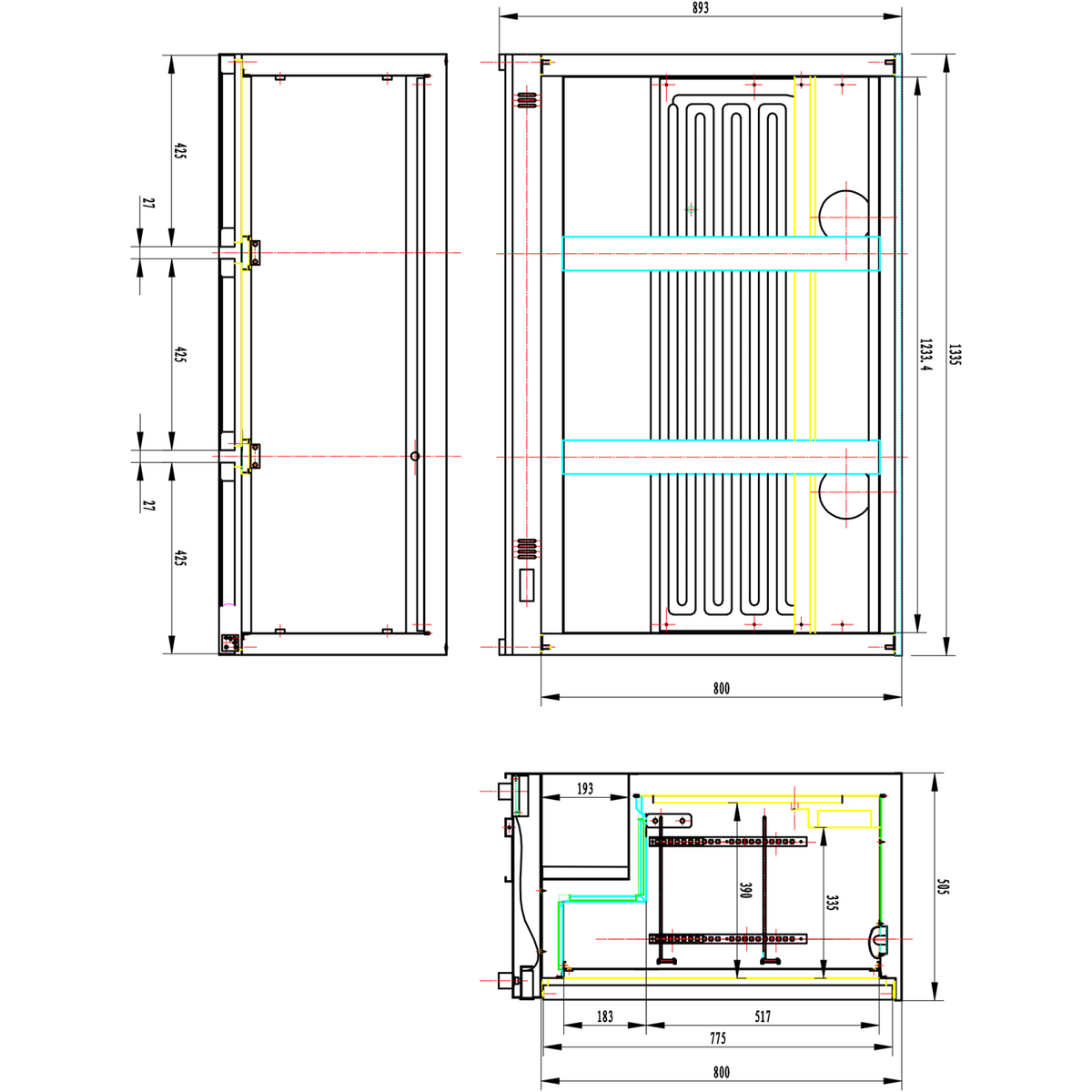 Back bar cooler 3 sliding doors 312 litres Stainless steel - SSBC03PS