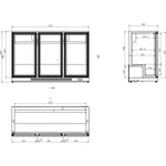 Professional 300L 3 Sliding Glass Door Back Bar Cooler – Black (850mm Height) | BC03PS85