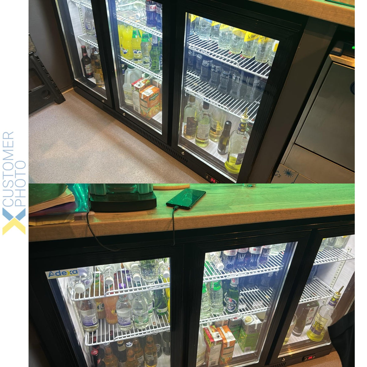 Back bar cooler 3 hinged doors 312 litres Black - BC03PP
