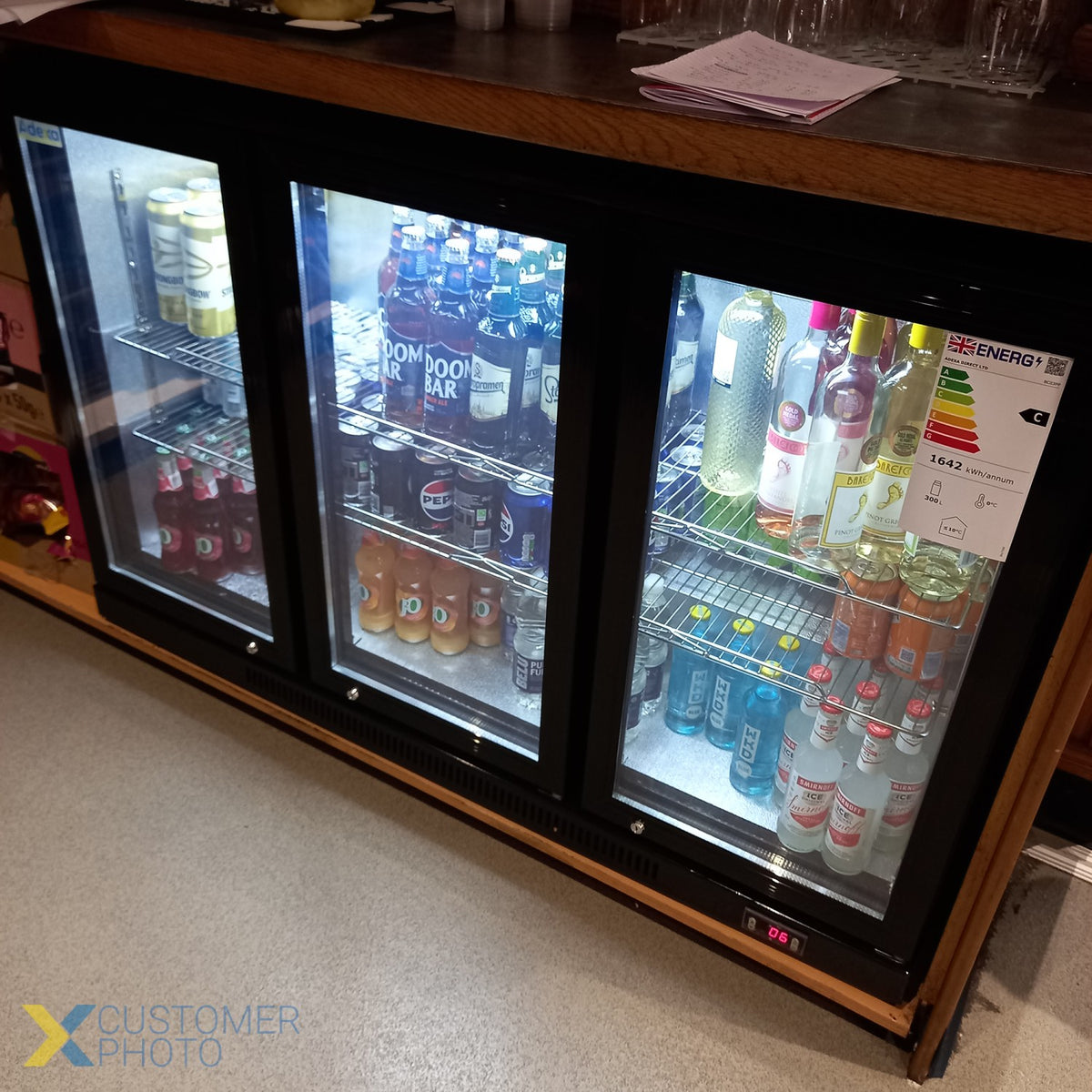 Back bar cooler 3 hinged doors 312 litres Black - BC03PP