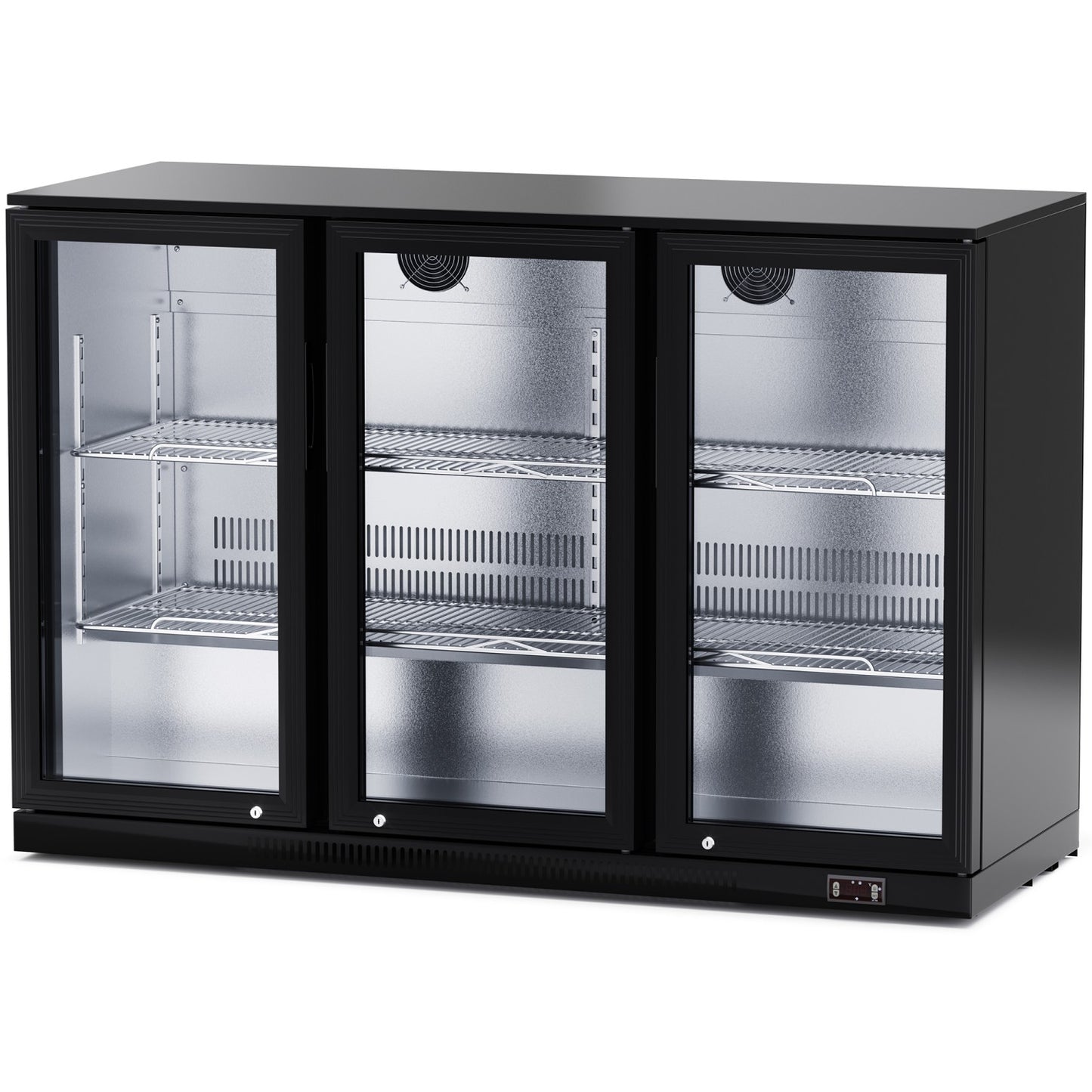 Professional 312L 3 Hinged Glass Door Back Bar Cooler – Black | BC03PP