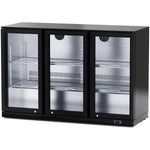 Professional 312L 3 Hinged Glass Door Back Bar Cooler – Black | BC03PP