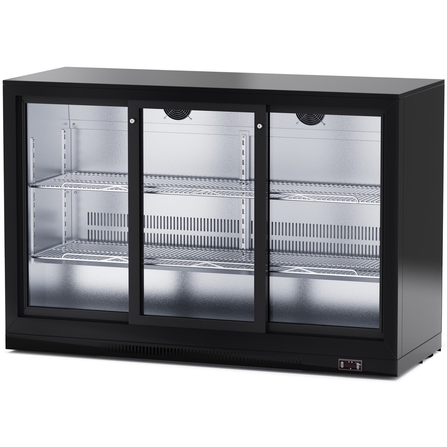 Professional 300L 3 Sliding Glass Door Back Bar Cooler – Black | BC03PS